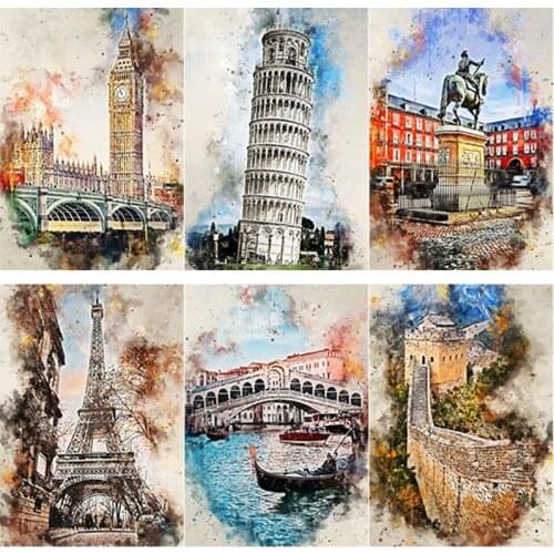 5D DIY Diamond Painting Full Square Round Drill Famous Buildings Diamond Embroidery Scenery Cross Stitch Home Decor Manual Gift