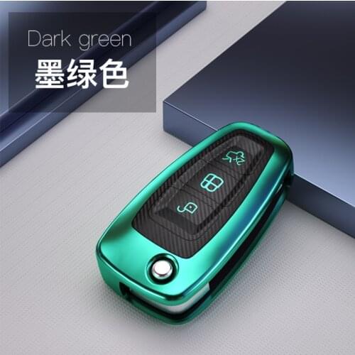 Carbon Fiber TPU Car Key Case For Ford Focus 3 4 MK3 ST New Fiesta Kuga Escape Ecosport Flip Remote Fob Cover Keychain Bag Auto
