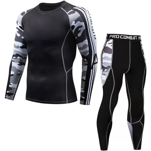 2020 Quick Dry Sport Top Pants Mens Running Sets Compression Sports Suits Skinny Tights Clothes Gym Fitness Camo Sportswear