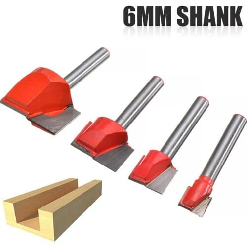 4Pcs 6mm Surface Planing Bottom Cleaning Wood Milling CNC Router Bit Engraving Knife Cutter Woodworking Tools 10/15/22/30mm