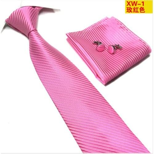 Tie mens business formal security uniform suit pocket towel solid stripe XW