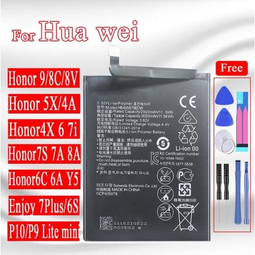 HB405979ECW Battery For Huawei Honor 9 7S 7A Pro 6A 6C 8A Y5 2017 8C 5X 4X 6 7i V8 Enjoy 7 Plus AUM-L29 DUA-L22 DUA-LX2 Battery