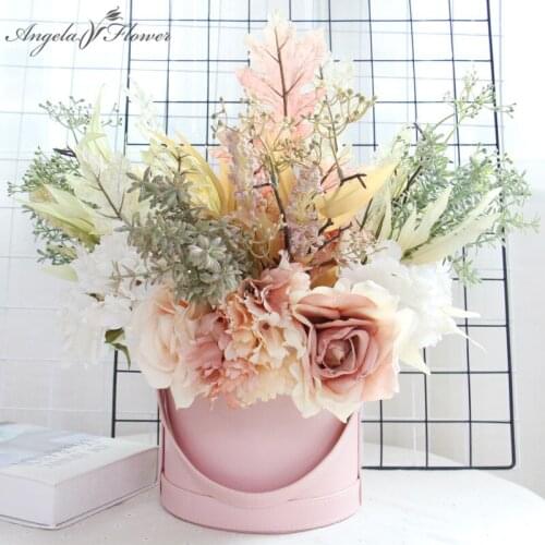 INS Hydrangea Rose Fake Artificial Flower Wedding Holding Bouquet Dry Roasted Flower Room Home Arrangement Decoratio Photo Props