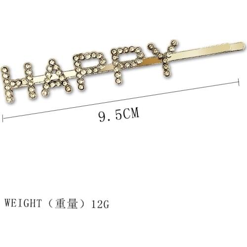 JFJ0021 2020 laest design love happy sorry newyork letter small hair pin Crystal Hair Jewel Unique Barrette Wedding Party gift