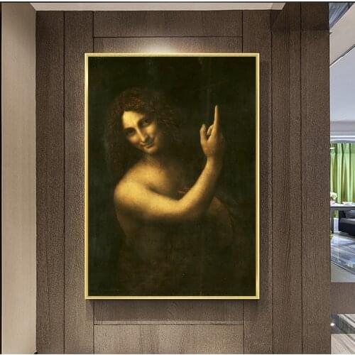 St. John the Baptist Canvas Paintings Reproductions Leonardo Da Vinci Famous Canvas Art Prints Home Decor Wall Art Pictures