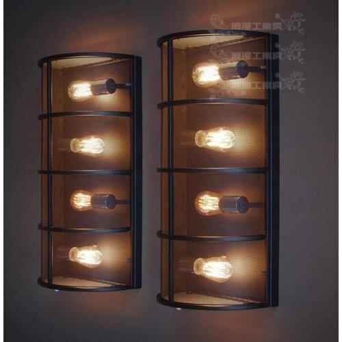 Loft retro art American creative bar chandelier iron restaurant warehouse four flute light iron wall lamp ceiling lamp ZCL