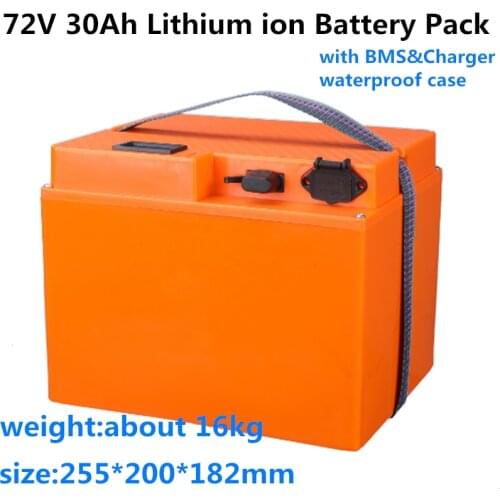 GTK 72V 30Ah Li-ion battery Pack with 50A BMS for Electric Scooter Motorcycle Bike Rickshaw Golf cart + 84V 5A charger