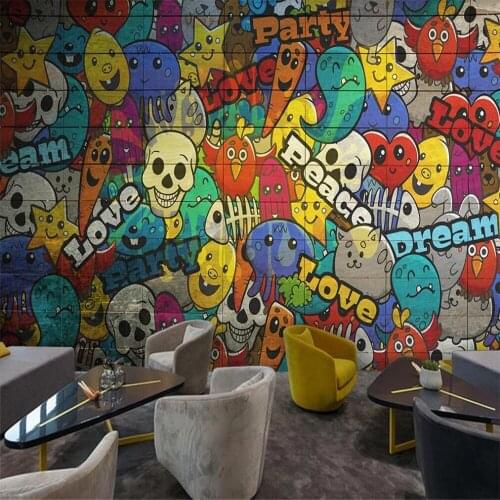 Milofi custom 3D wallpaper mural cartoon villain trend graffiti tooling background wall decoration painting wallpaper