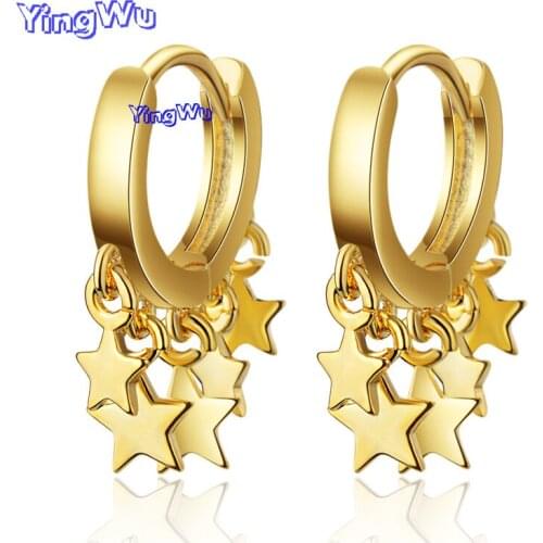 Fashion Silver Color Star Drop Earrings Gold Ins Star Tassel Small Hoop Earrings For Women Korean Jewelry