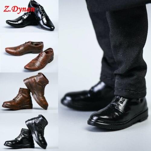 TW2142 1/12 Scale Male Leather shoes Black brown patent leather fit 6 inches action figure doll