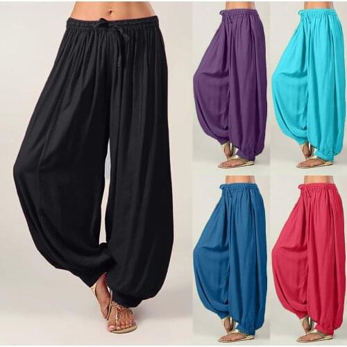 Fashion Trousers Women Plus Size Solid Color Casual Loose Harem Pants Yoga Pants Women Trousers Loose Comfortable Trousers