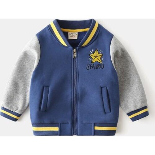 2 3 4 5 6 7 Y Baby Boys Jackets Autumn Winter New Kids Boys Baseball Uniform Coats Fashion Splicing Zipper Thick Jacket for Boy