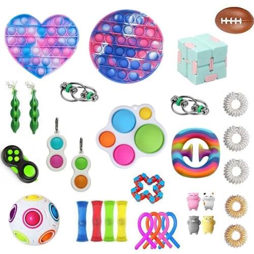 Fidget Toys Pack Anti Stress Set Kawaii Gift Toys Box Children Simple Dimple Antistress Relief Figet Toys Pakket Kit Dropship