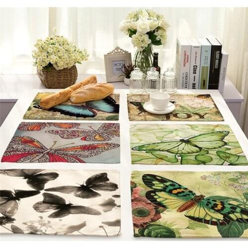Color butterfly placemats for dining table table mat rectangular table tablecloth table cloth set Anti-stain tablecloth Table