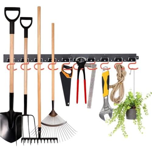 Wall Mount Hanger Garage Tool Organizer Heavy Duty Rack Metal Decorative Multi-Tools Storage Hooks with Screws and 5 Hooks