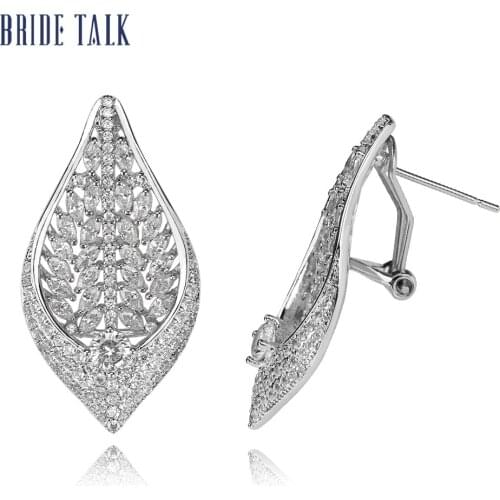 Bride Talk Luxury Trendy Full Micro Pave Crystal Zircon Charming High Heel Earring Pendants For Women Wedding Fashion Jewelry