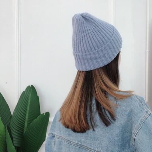 New Candy Colors Winter Hat Women Knitted Hat Warm Soft Trendy Hat Kpop Style Wool Beanie Elegant All-match Hat