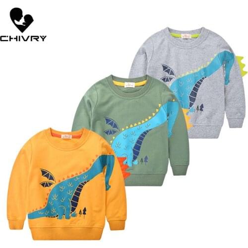 New 2020 Children Sweatshirt Boys Kids Cartoon Dinosaur Print Cotton Pullover Tops Baby Boys Spring Autumn Hoodies Clothing