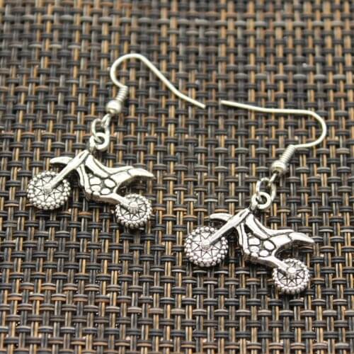 New Fashion Handmade Motorcycle Scooter Autocycle Motorcross Pendants Silver Color Earrings For Womens Style