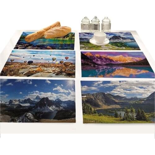 Landscape Printed Placemat for Dining Table Cloth Linen Rectangle Fabric Art Kitchen Drink Coaster Doilies Manteles Individuales