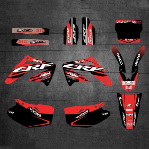 Full set of CRF 450R Stickers Free customized Motorcycle Backgrounds GRAPHICS decals For Honda CRF450R CRF450 2004 2003 2002