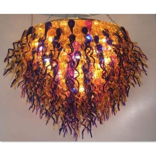 Luxury Golden Rattan Blown Glass Chandelier Murano Glass Lighting Hotel Light