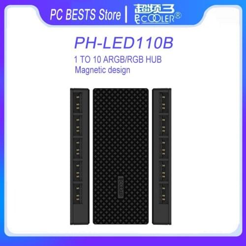 Pccooler 1 To 10 ARGB 12V 4pin Hub Chassis fan RGB adapter cable Divine light synchronization aura