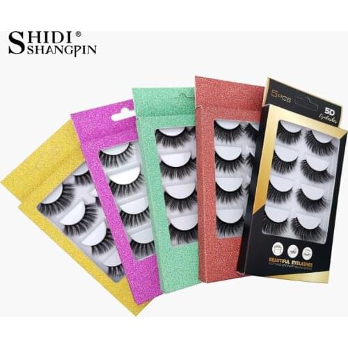 SHIDISHANGPIN 5 pairs mink false eyelashes makeup full strip lashes handmade fluffy volume lash for Make Up natural faux cils G8