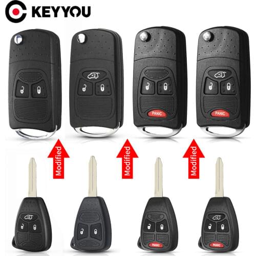KEYYOU 2 Button Car-styling Modified Remote Car Key Case For Chrysler Jeep Compass Wrangler Patriot Fob Flip Folding Key Shell
