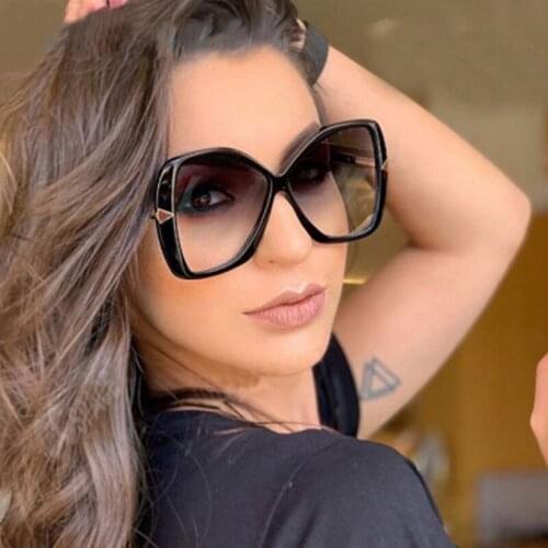 Vintage oversize women Sunglasses Luxury brand big frame black fashion sunglasses female retro gradient Shades For Women oculos