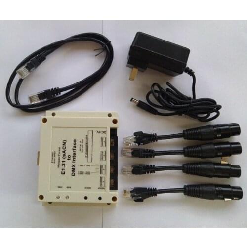 Compatible for ChamSys MagicQ, E1.31 (sACN) to DMX Interface / Bridge, 4 DMX512 Universes output up to 2048 DMX channels