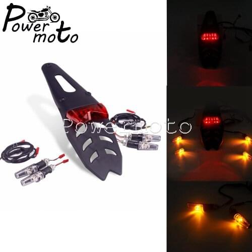 Brake Stop Lamp Amber Turn Signal Light Taillight For Off-road Dirt Bike Custom Motorcycle ABS Plastic Rear Fender Tail Light