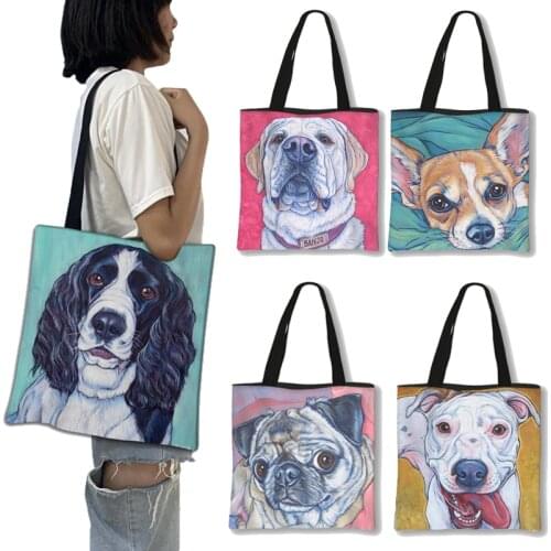 Doberman Color Print Tote Bag Woman Shopping Shopping Foldable Storage Bag Girl Fashion Cute Dog Shoulder Bag Handbag Gift