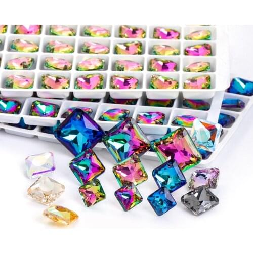 16x16mm Shiny Square Pendants K9 Glass Rhinestone Beads Jewelry Making Accessories Pointback DIY Earring Stones