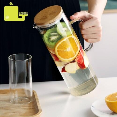 1700ml/58oz Heat Resistant Glass Teapot Glass Water Kettle Home Water Bottle Drinking With Stainless Steel Cover Jar