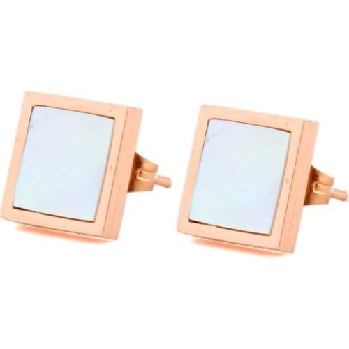 Hot Selling Top Luxury Brand Titanium Steel Natural Shell Stud Earrings For Woman and Man Lovers