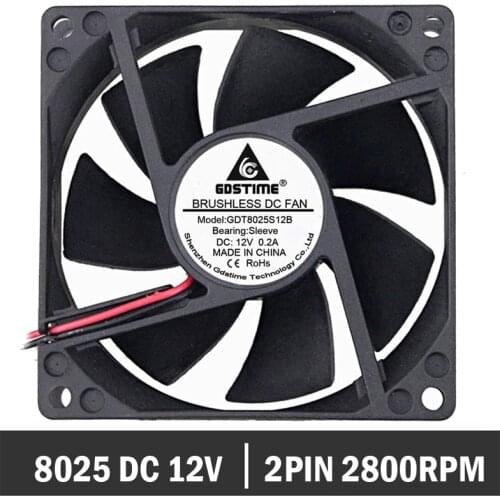 500pcs Gdstime 80x80x25mm 80mm 8cm DC Brushless 12 Volt Sleeve Bearing Computer Case Fan Industry Cooling Radiator Fan