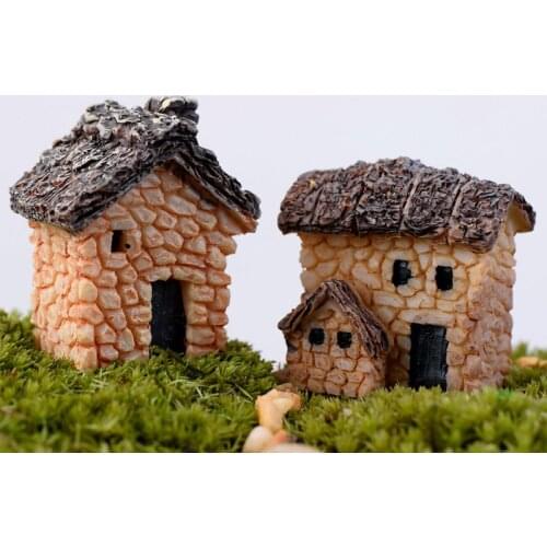 Vintage Building Stone House Mini Craft Miniature Fairy Garden Home Decoration Houses Micro Landscaping Decor DIY Accessories