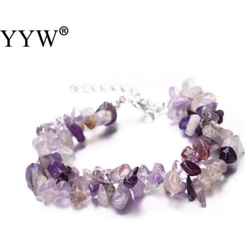 Women Bracelet Chain Link Lobster Clasp Healing Balance Reiki Natural Chip Stone Beads Meditation Clear Quartz Bracelet