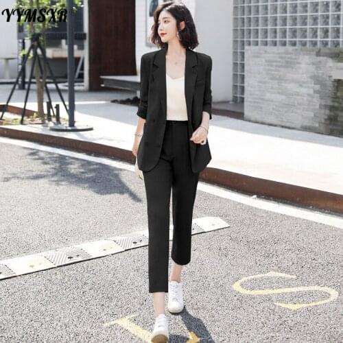 2021 Autumn New Fashion Simple and Elegant Elegant Casual Slim Suit Pants Two-piece Professional Wear High-quality Female Blazer