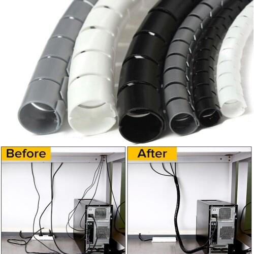 1 Pcs 1.5 Flexible Spiral Cable Organizer Storage Pipe Cord Protector Management Cable Winder Desk Tidy Cable Accessories