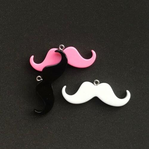 10pcs Cute 47mm*15mm Multicolor Resin Flatback Moustache For Necklace Keychain Pendant DIY Making Accessories