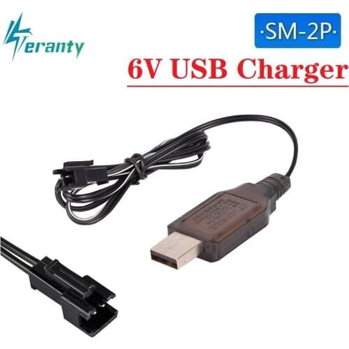 100Pcs 6V 250mAh USB Charger For Ni-Cd Ni-MH Battery Pack SM-2P SM Plug Input DC 5V Output 6V Charger for RC toys Battery