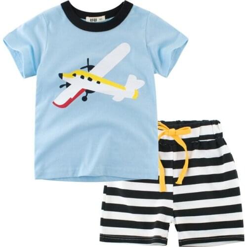 2020 Childrens Clothing Summer New Kids Suit Boy Short Sleeve Shorts Suit Cartoon Short Sleeve Cotton T-shirt Kids Clothes