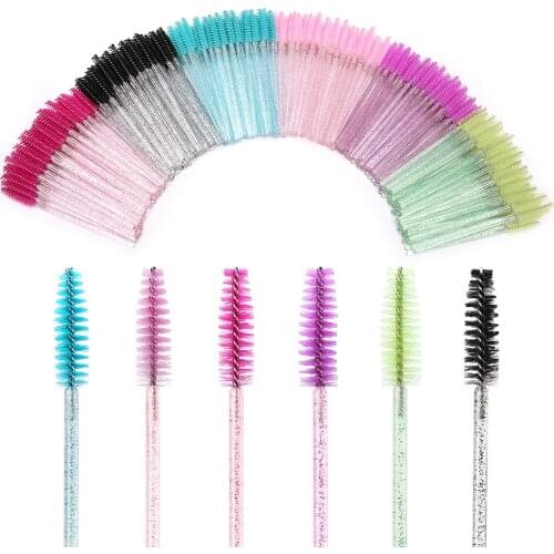 25/50Pcs/pack eye fake Lashes disposable Crystal Eyelash Brush Comb Extension Mascara Wands lash eyelashes Makeup Beauty tool