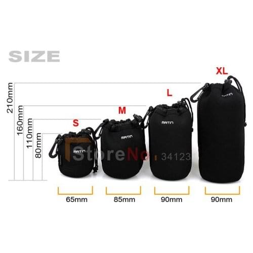 4pcs/lot Soft Camera Lens bag Pouch Case 4 pcs Size XL L M S For Canon For nikon DSLR Camera