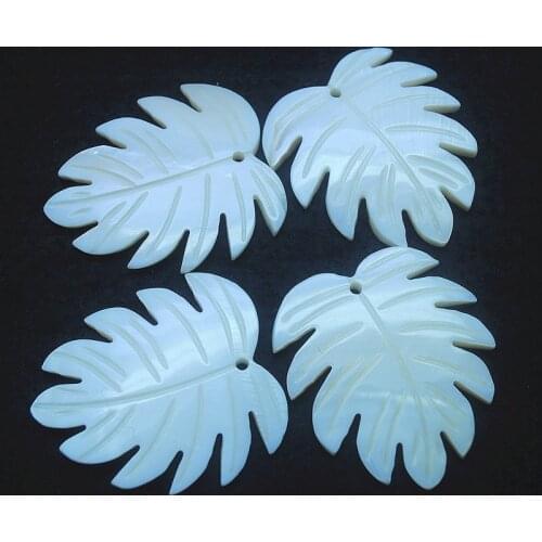 5pcs nature white shell pendants leaf shape size 45x40mm for women pendants making accessories hot selling items diy jewelry