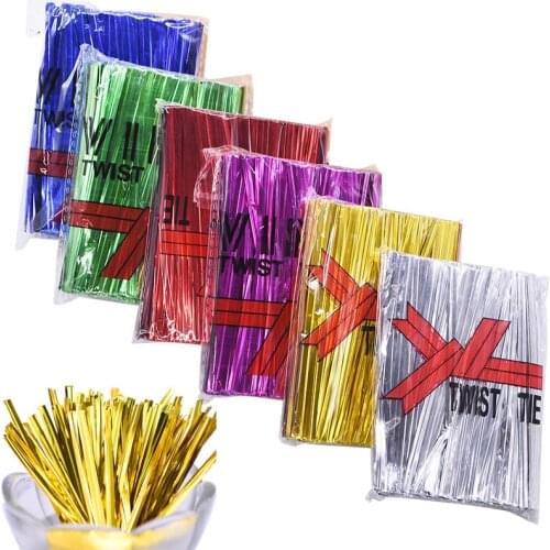 800pcs 8-12cm Metallic Twist Ties Sealing Binding Wire For Plastic Candy Cookie Cake Bag Wedding Birthday Gifts Packaging Supply
