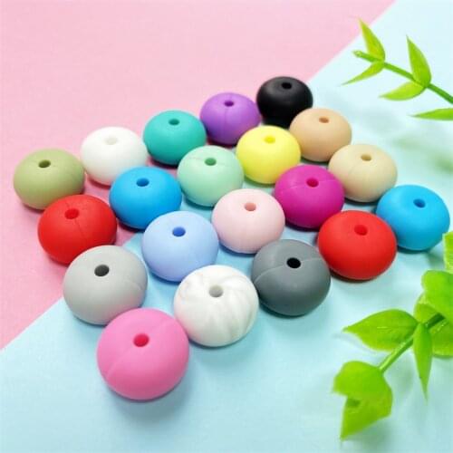 50PCS Silicone 14*8mm Lentil Beads DIY Baby Food Grade Pendant Necklace Baby Teether Charms Newborn Nursing Accessory