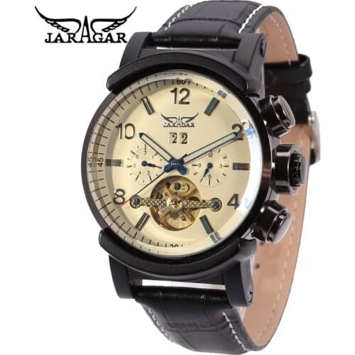 Jaragar Fashion Leisure Multifunction Big Dial Tourbillon Automatic Mechanical Men Watches Simple Sports Male Wristwatch Relogio